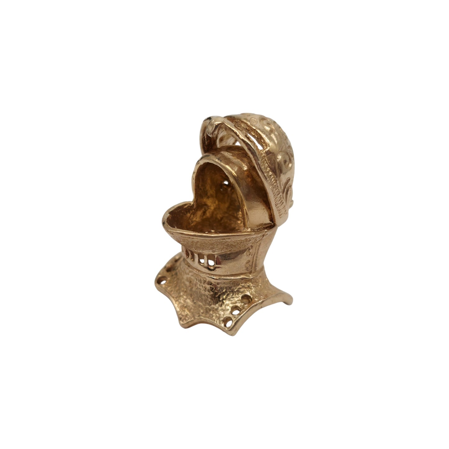 Heavy 10ct Yellow Gold Knight Helmet Opening Charm L 2.0 cm 6.9 g.