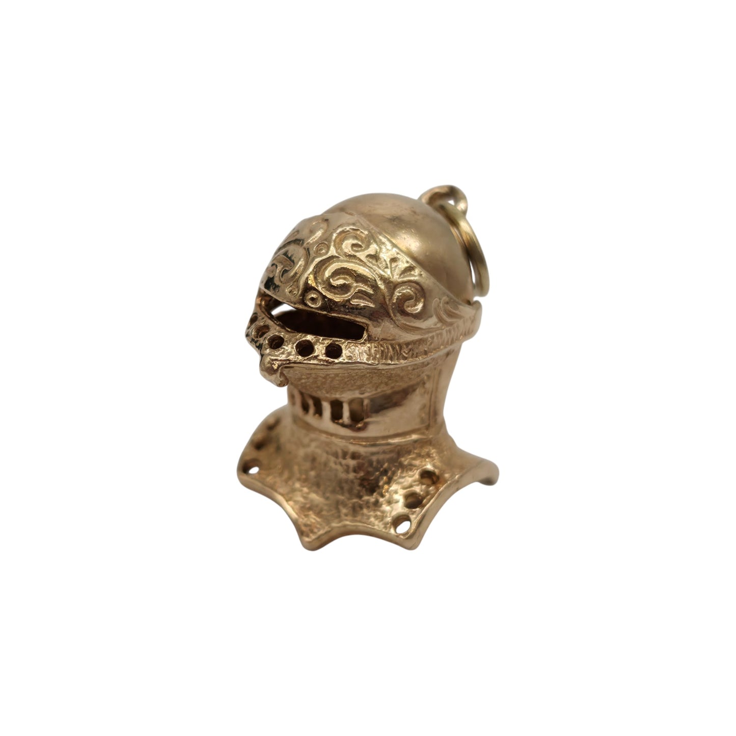 Heavy 10ct Yellow Gold Knight Helmet Opening Charm L 2.0 cm 6.9 g.