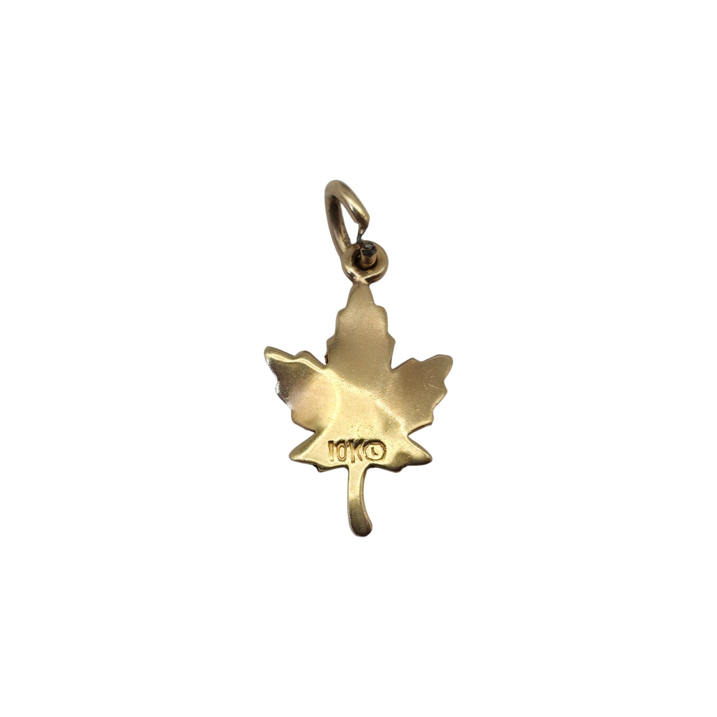 10ct Tri-Colour Gold Maple Leaf Charm L 1.3 cm 0.5 g.