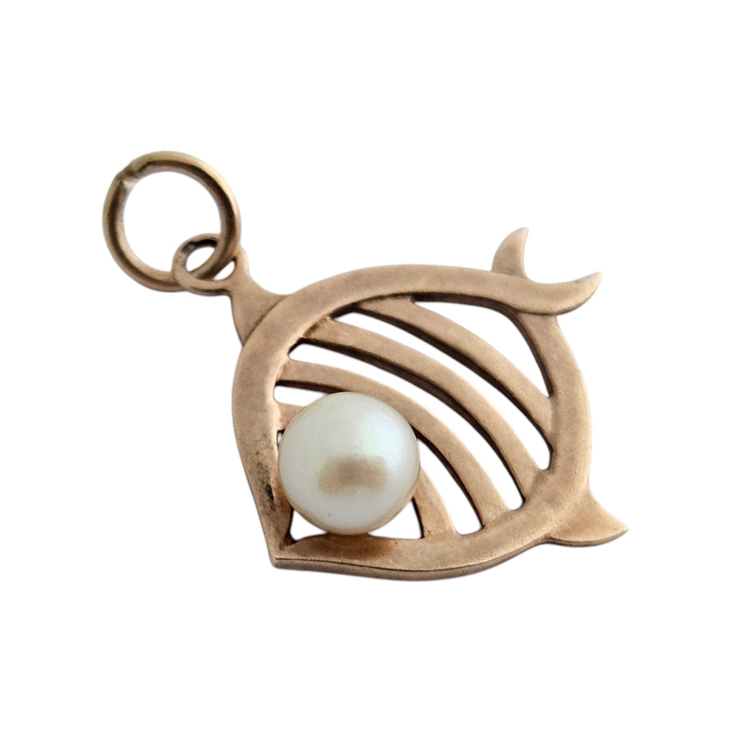 10ct Rose Gold Fish with Pearl Charm l 2.0 cm 2.2 g