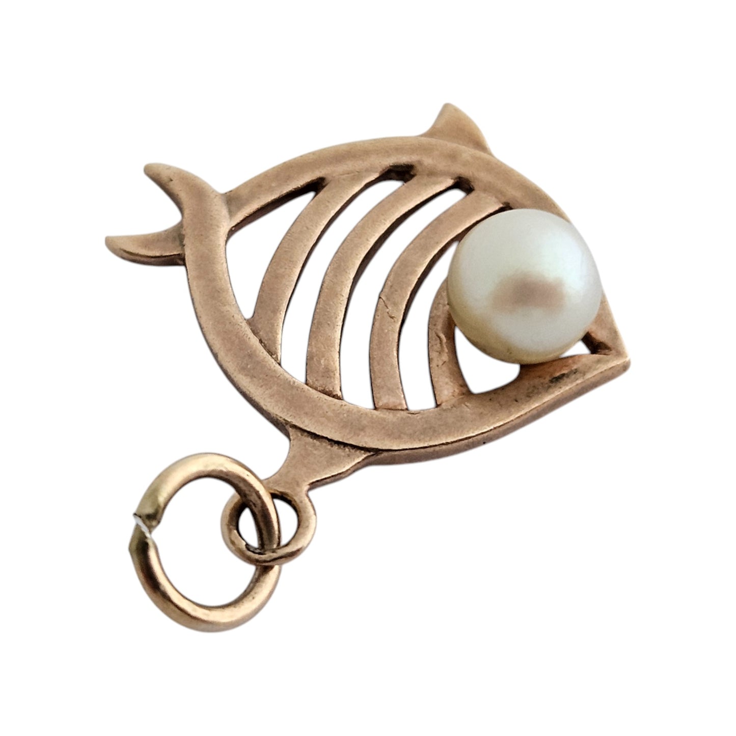 10ct Rose Gold Fish with Pearl Charm l 2.0 cm 2.2 g