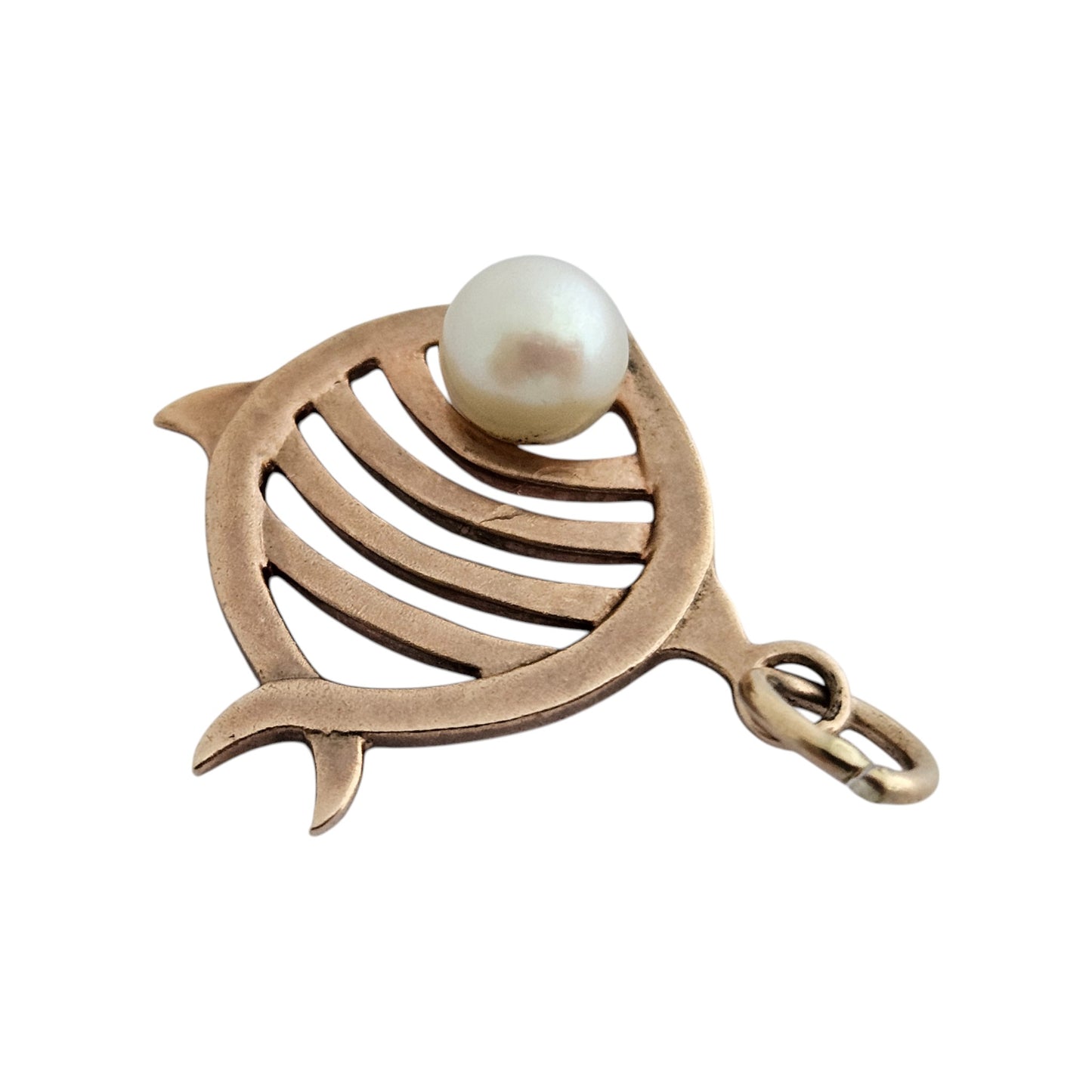 10ct Rose Gold Fish with Pearl Charm l 2.0 cm 2.2 g