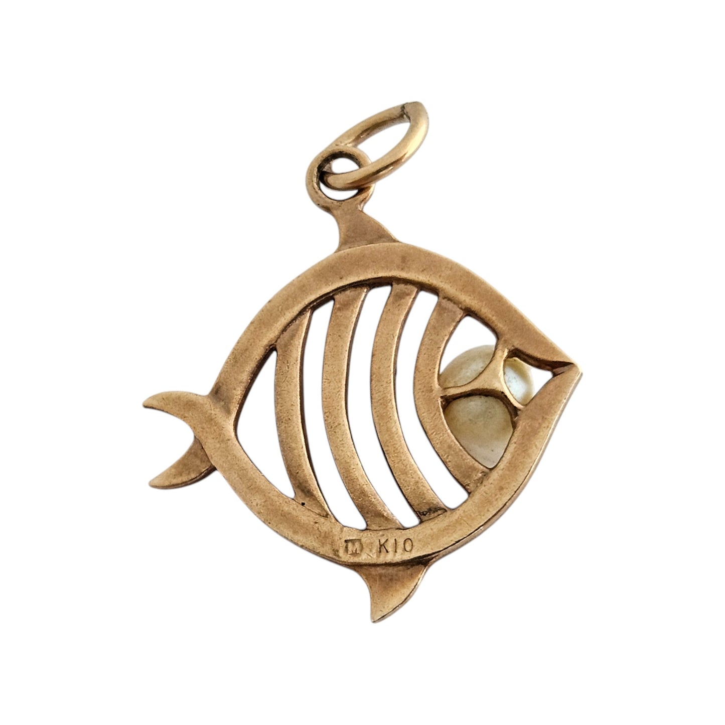 10ct Rose Gold Fish with Pearl Charm l 2.0 cm 2.2 g