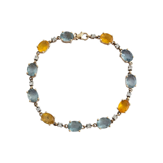 10ct 417 Yellow Gold Bracelet with Coloured Stones L 19.2 cm 9.6 g