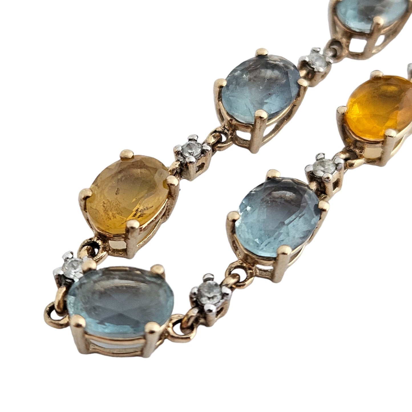 10ct 417 Yellow Gold Bracelet with Coloured Stones L 19.2 cm 9.6 g
