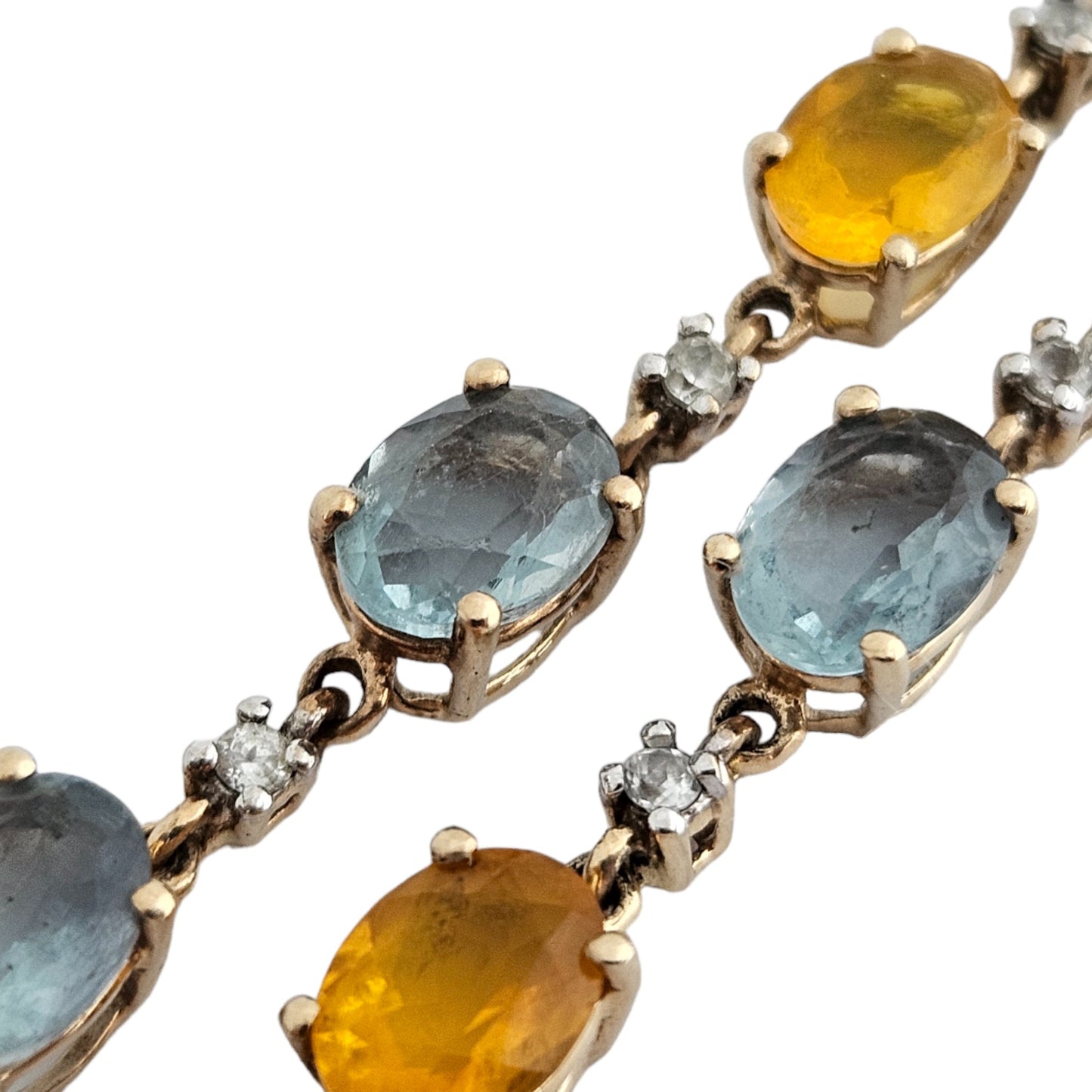 10ct 417 Yellow Gold Bracelet with Coloured Stones L 19.2 cm 9.6 g