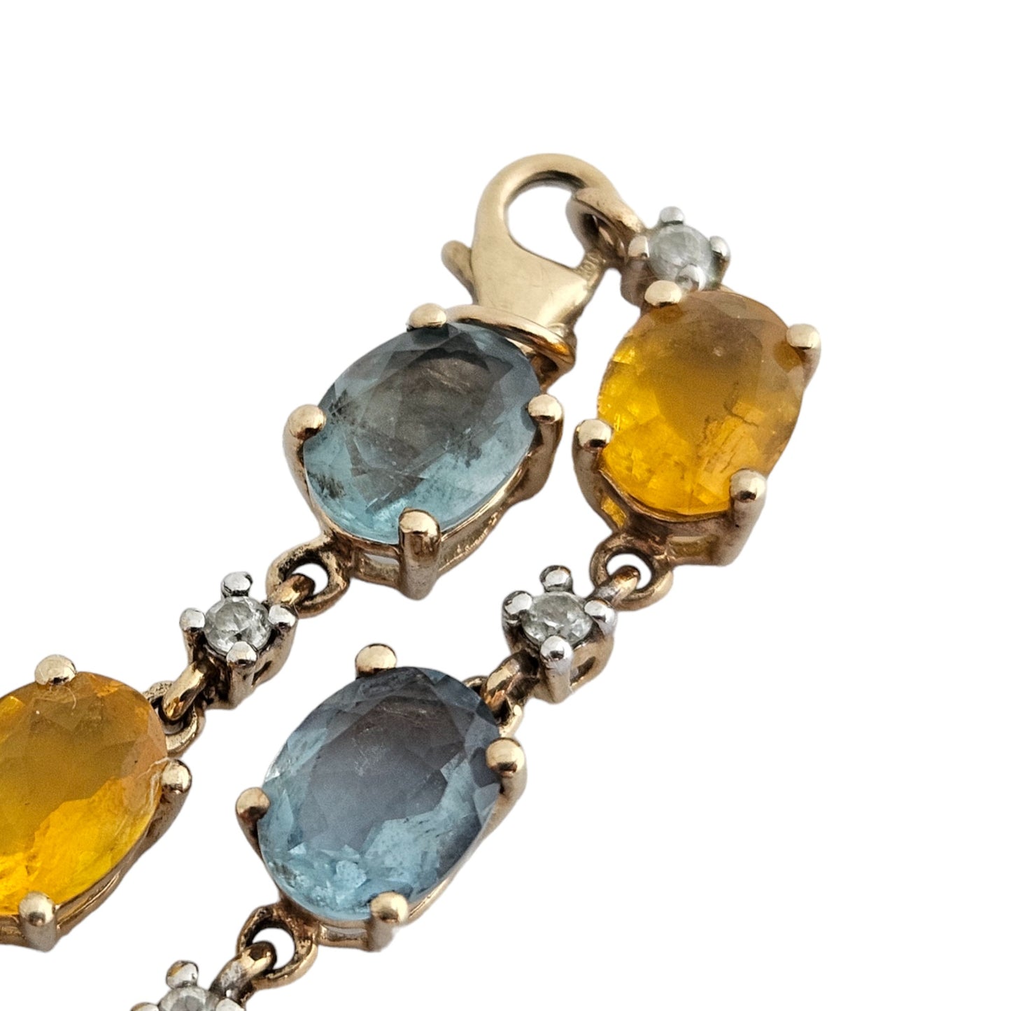10ct 417 Yellow Gold Bracelet with Coloured Stones L 19.2 cm 9.6 g