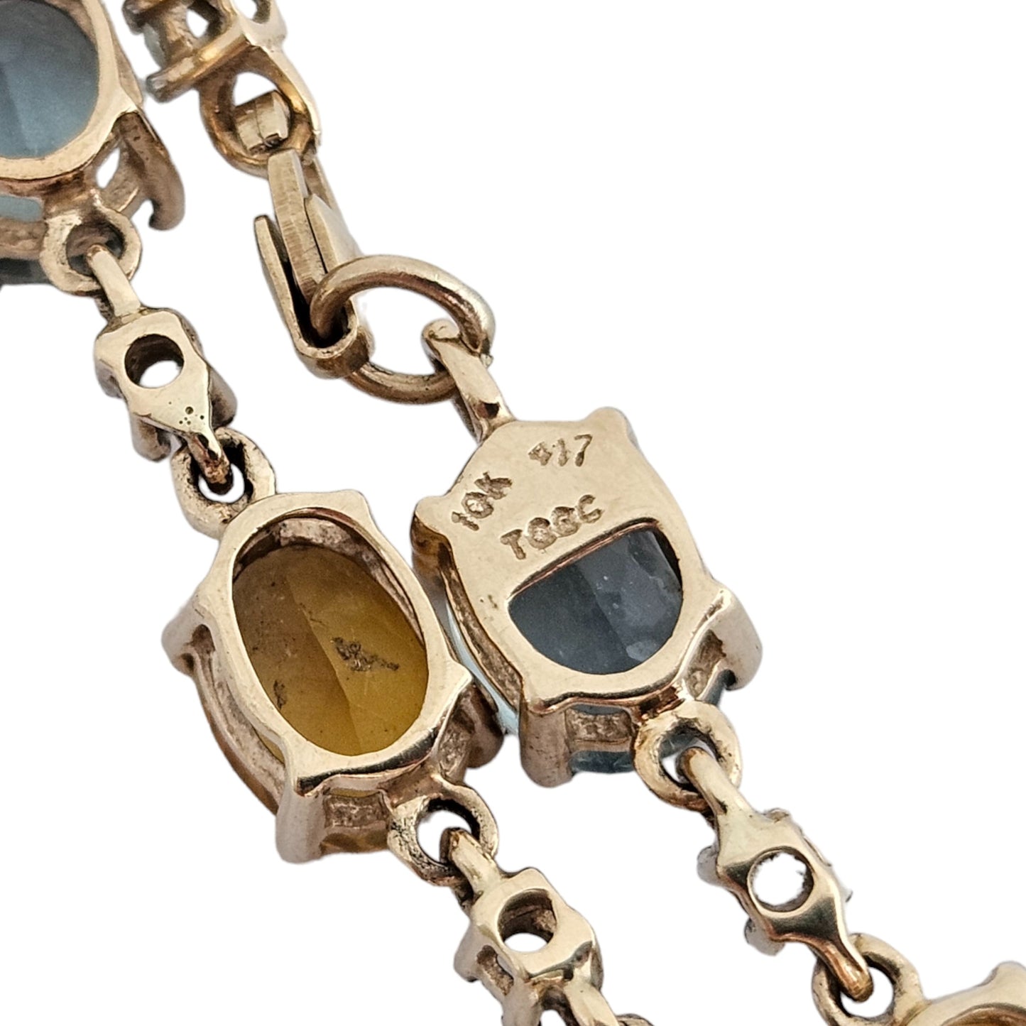 10ct 417 Yellow Gold Bracelet with Coloured Stones L 19.2 cm 9.6 g