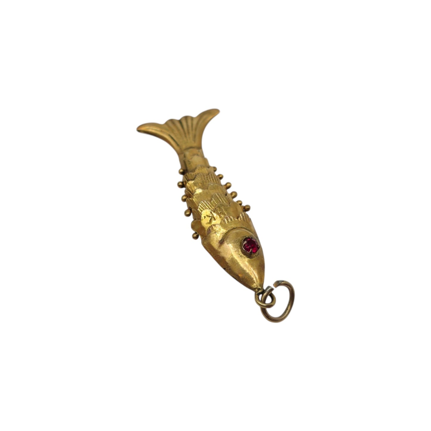 14ct Yellow Gold Articulated Fish Charm L 2.5 cm 1.1 g.
