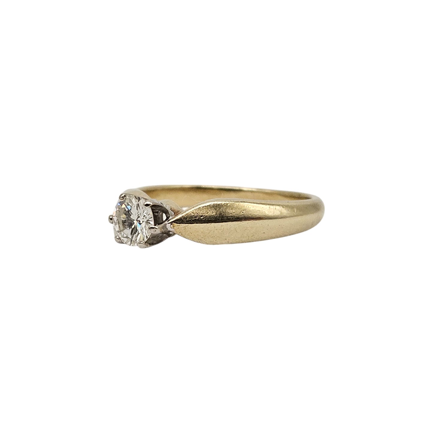 14ct 585 Yellow Gold Solitaire Diamond Ring Size G 1/2, 2.6 g.