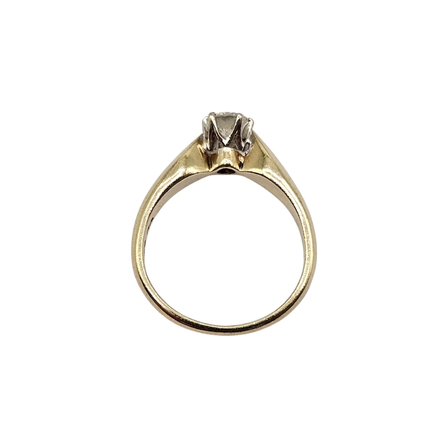 14ct 585 Yellow Gold Solitaire Diamond Ring Size G 1/2, 2.6 g.