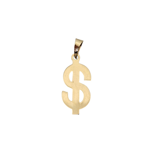 14ct Yellow Gold Dollar Sign "$" Charm Pendant L 1.5 cm 0.5 g.