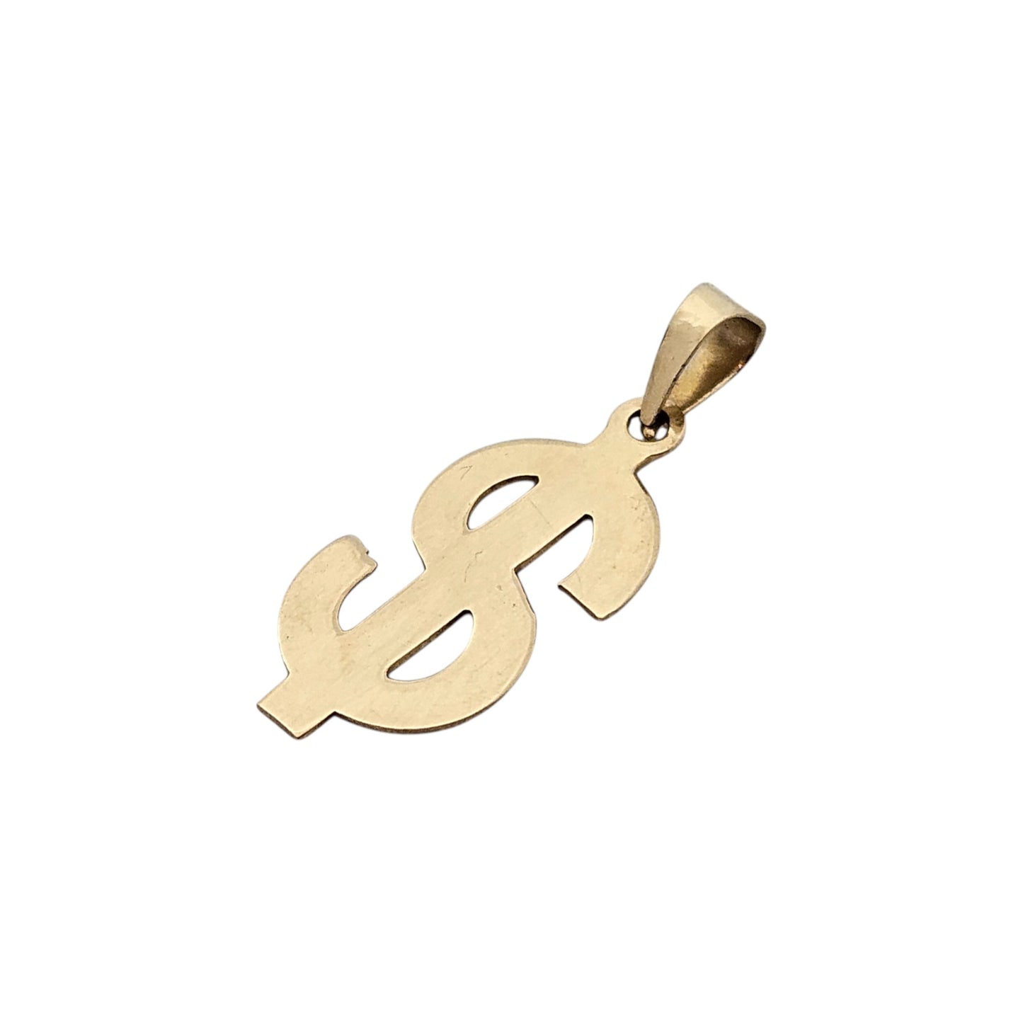 14ct Yellow Gold Dollar Sign "$" Charm Pendant L 1.5 cm 0.5 g.