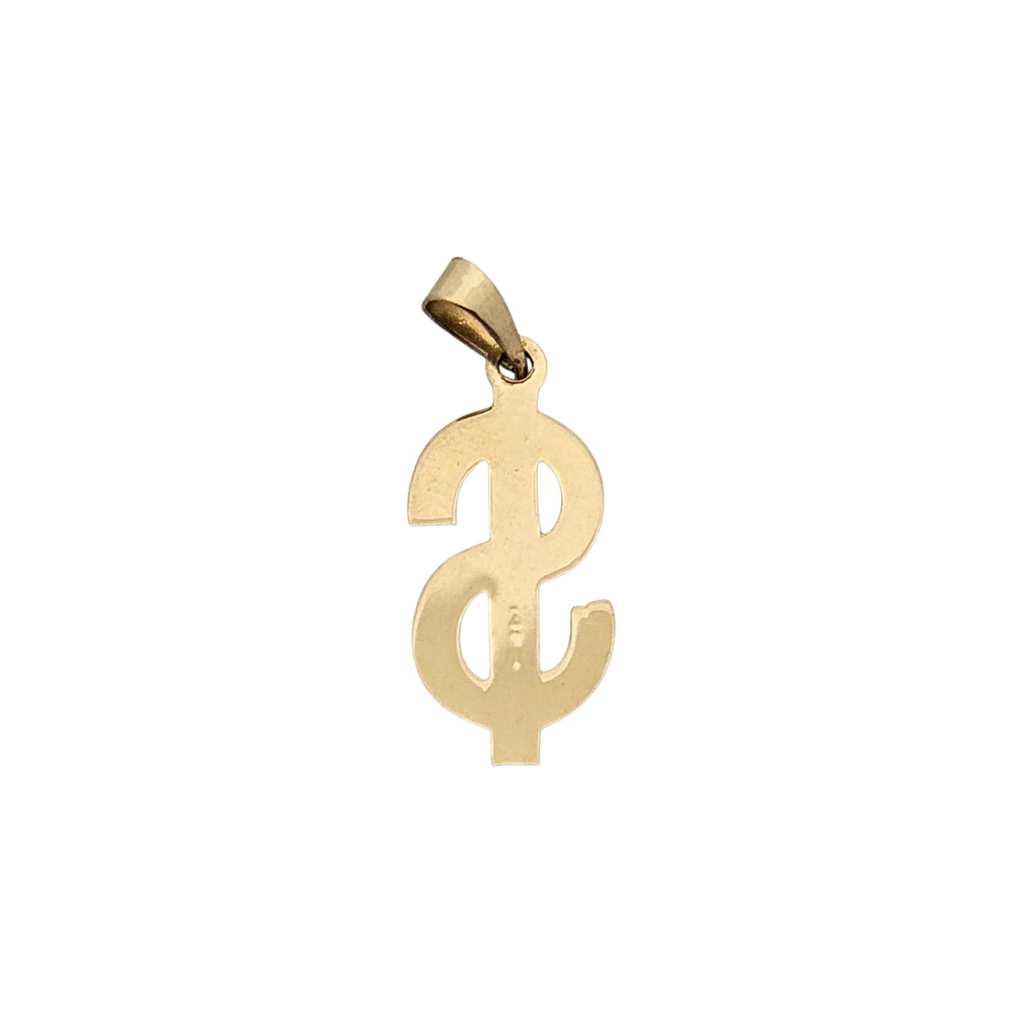 14ct Yellow Gold Dollar Sign "$" Charm Pendant L 1.5 cm 0.5 g.