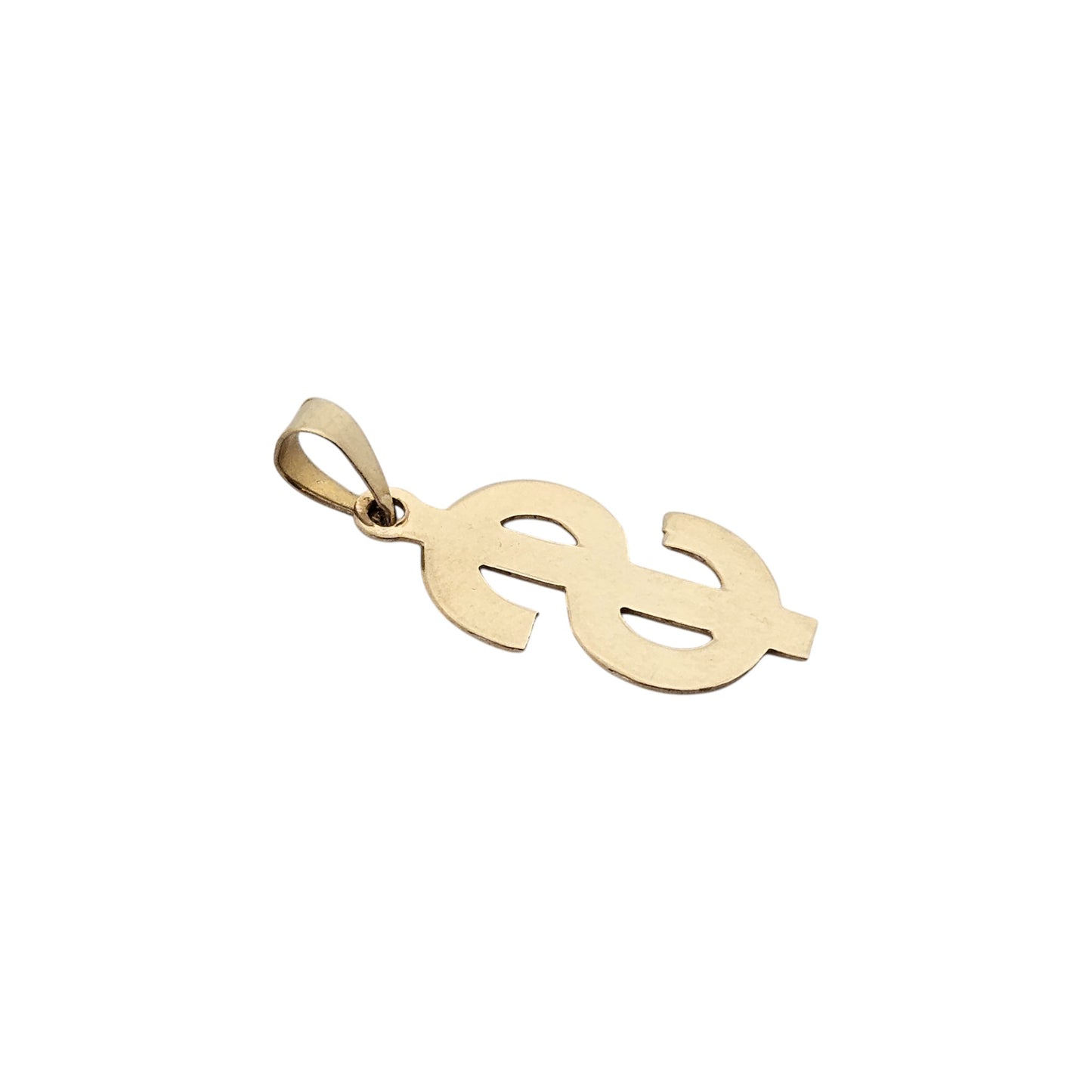 14ct Yellow Gold Dollar Sign "$" Charm Pendant L 1.5 cm 0.5 g.