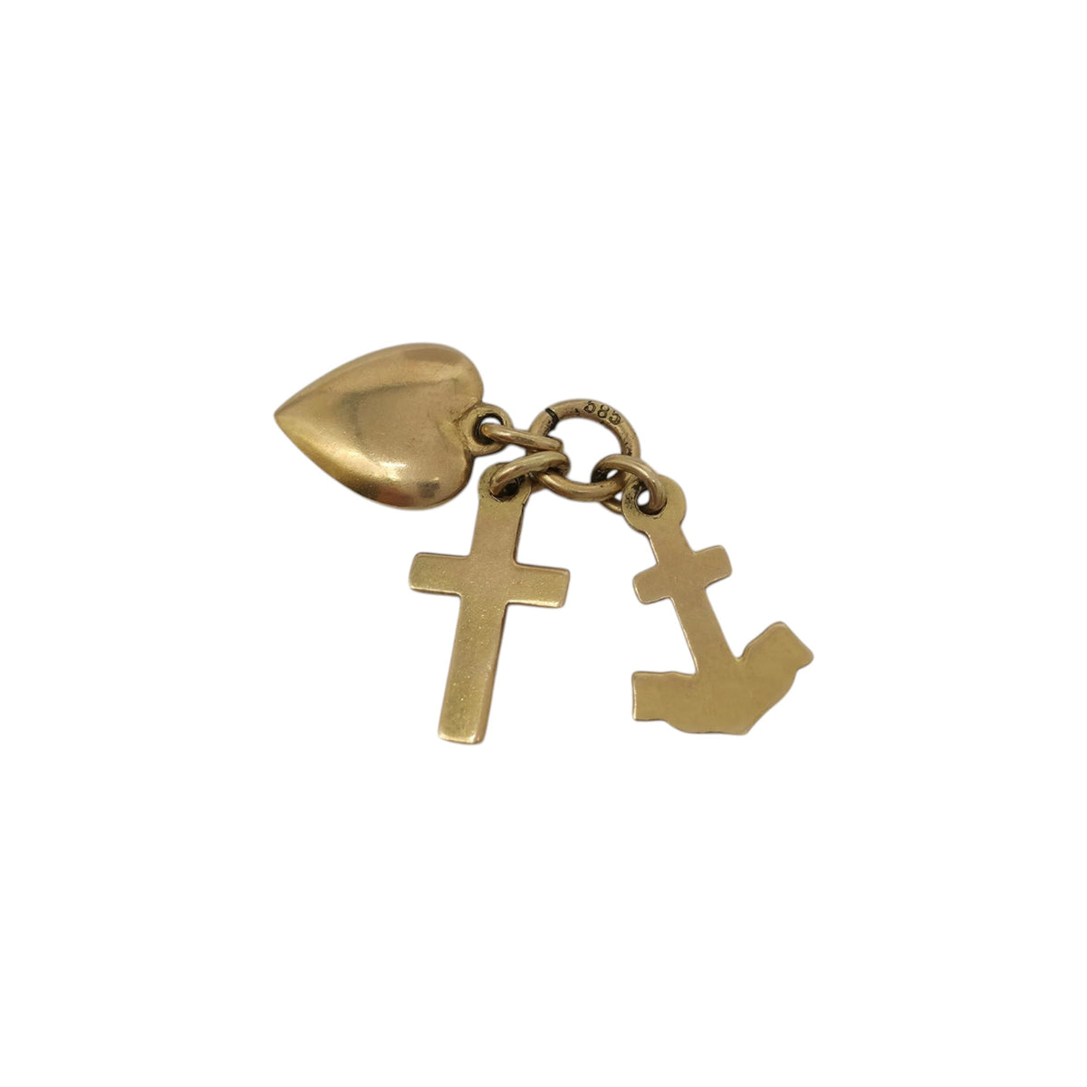 14ct 585 Yellow Gold Faith, Hope & Charity Charm L 0.9 cm 1.0 g.