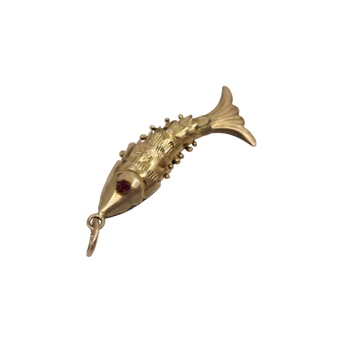 14ct Yellow Gold Articulated Fish Charm L 2.6 cm 1.1 g.
