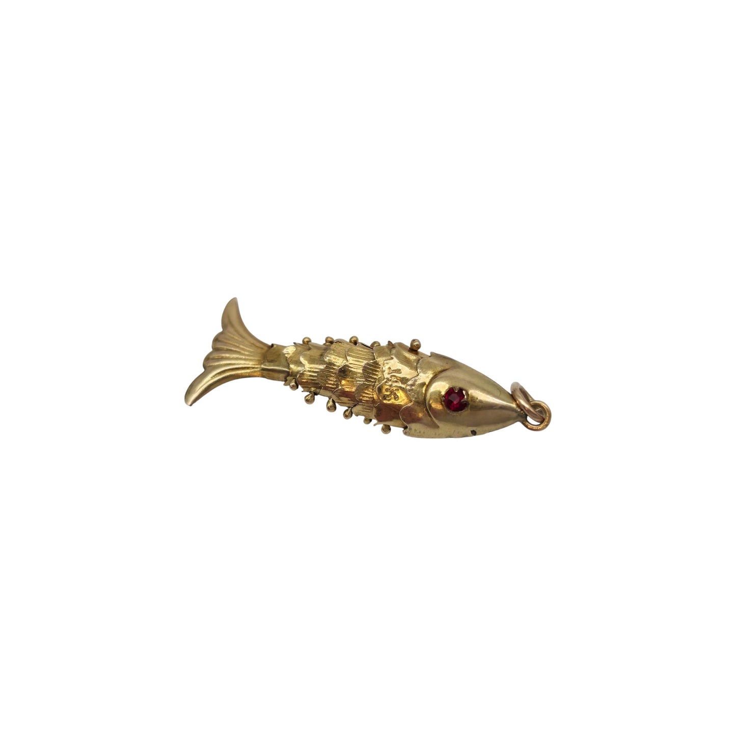 14ct Yellow Gold Articulated Fish Charm L 2.6 cm 1.1 g.