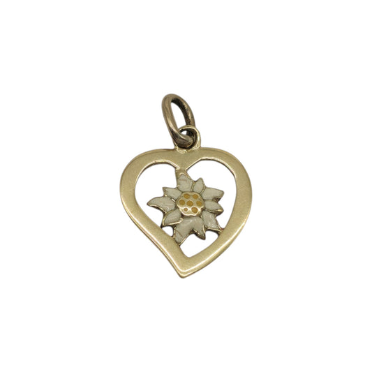 14ct Yellow Gold & Enamel Heart Charm L 1.0 cm 0.5 g.