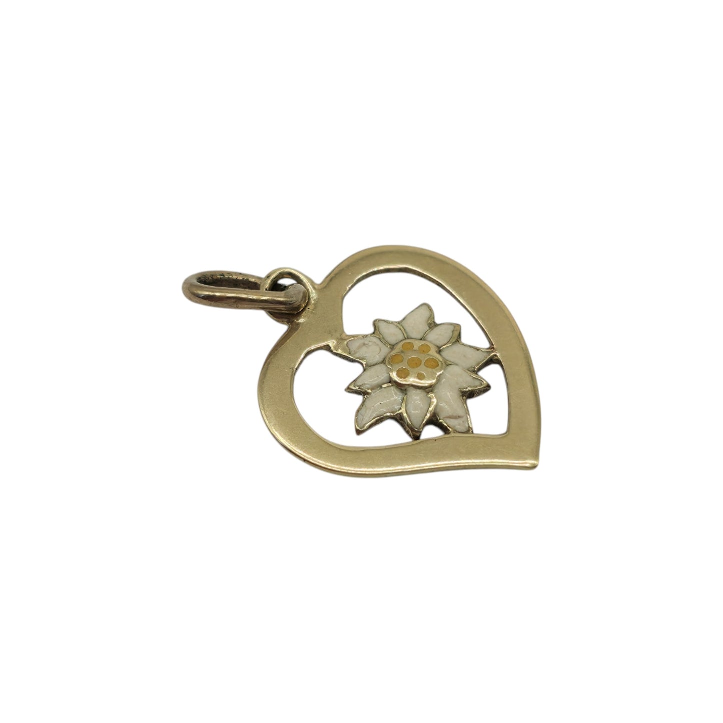 14ct Yellow Gold & Enamel Heart Charm L 1.0 cm 0.5 g.