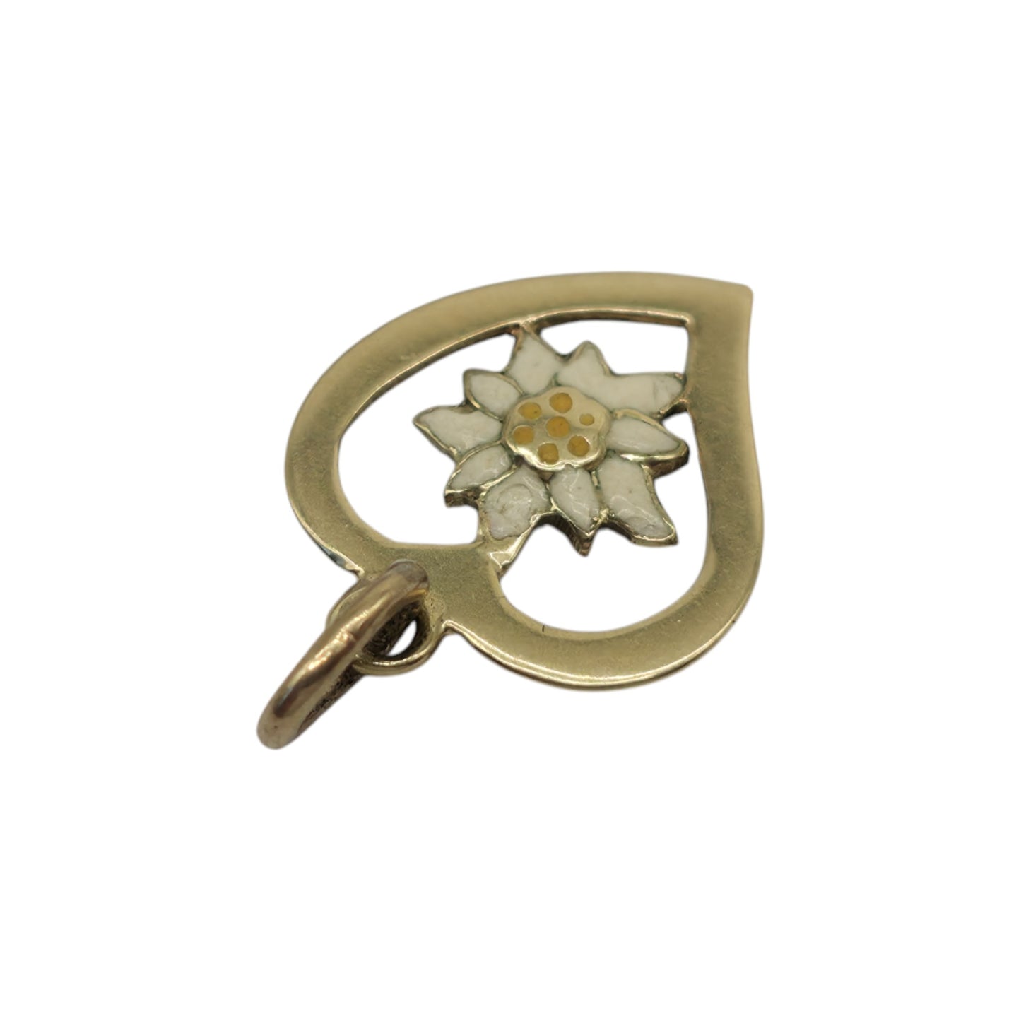 14ct Yellow Gold & Enamel Heart Charm L 1.0 cm 0.5 g.