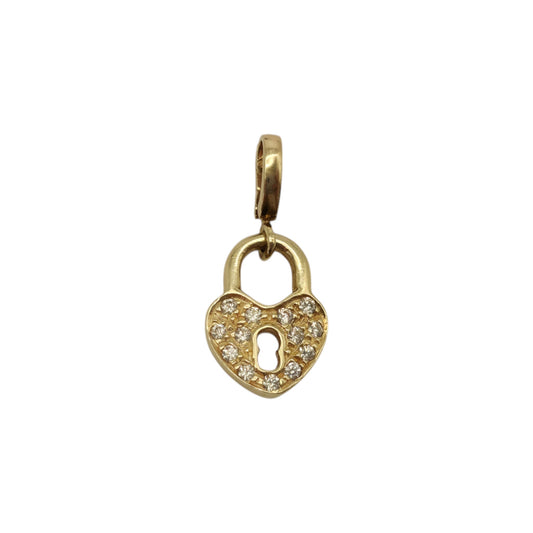 14ct 585 Yellow Gold Heart Shaped Padlock Charm L 1.4 cm 1.6 g.