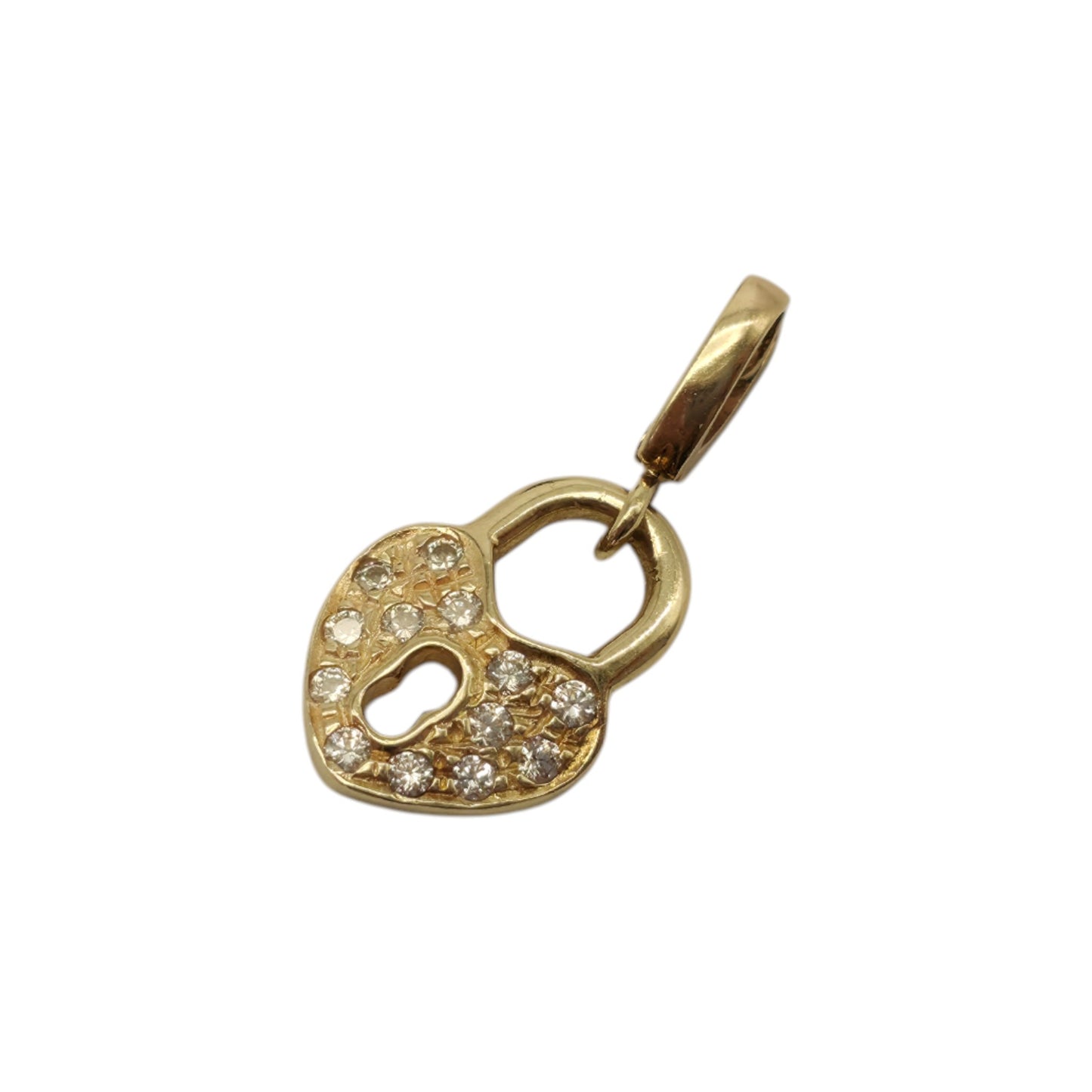 14ct 585 Yellow Gold Heart Shaped Padlock Charm L 1.4 cm 1.6 g.