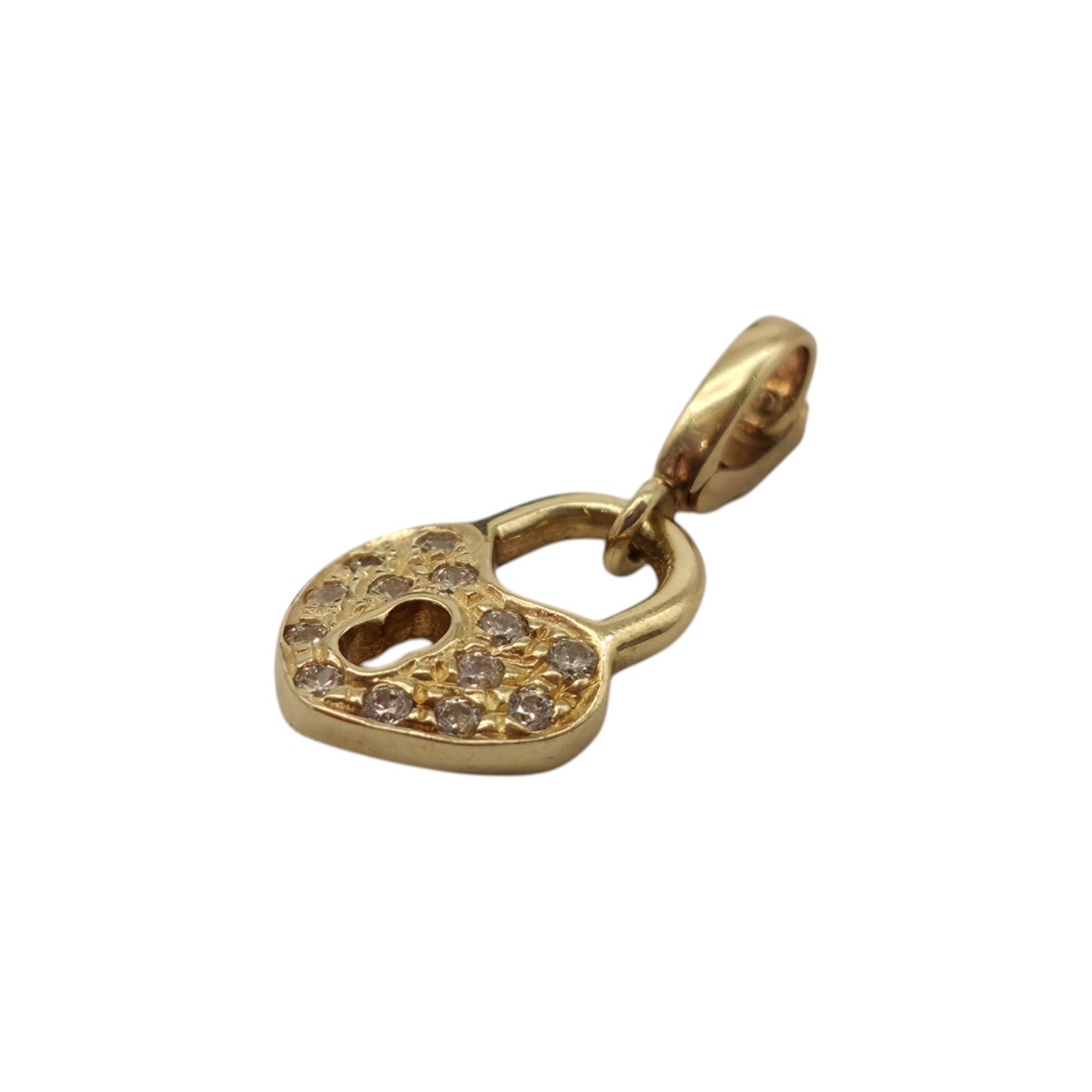 14ct 585 Yellow Gold Heart Shaped Padlock Charm L 1.4 cm 1.6 g.