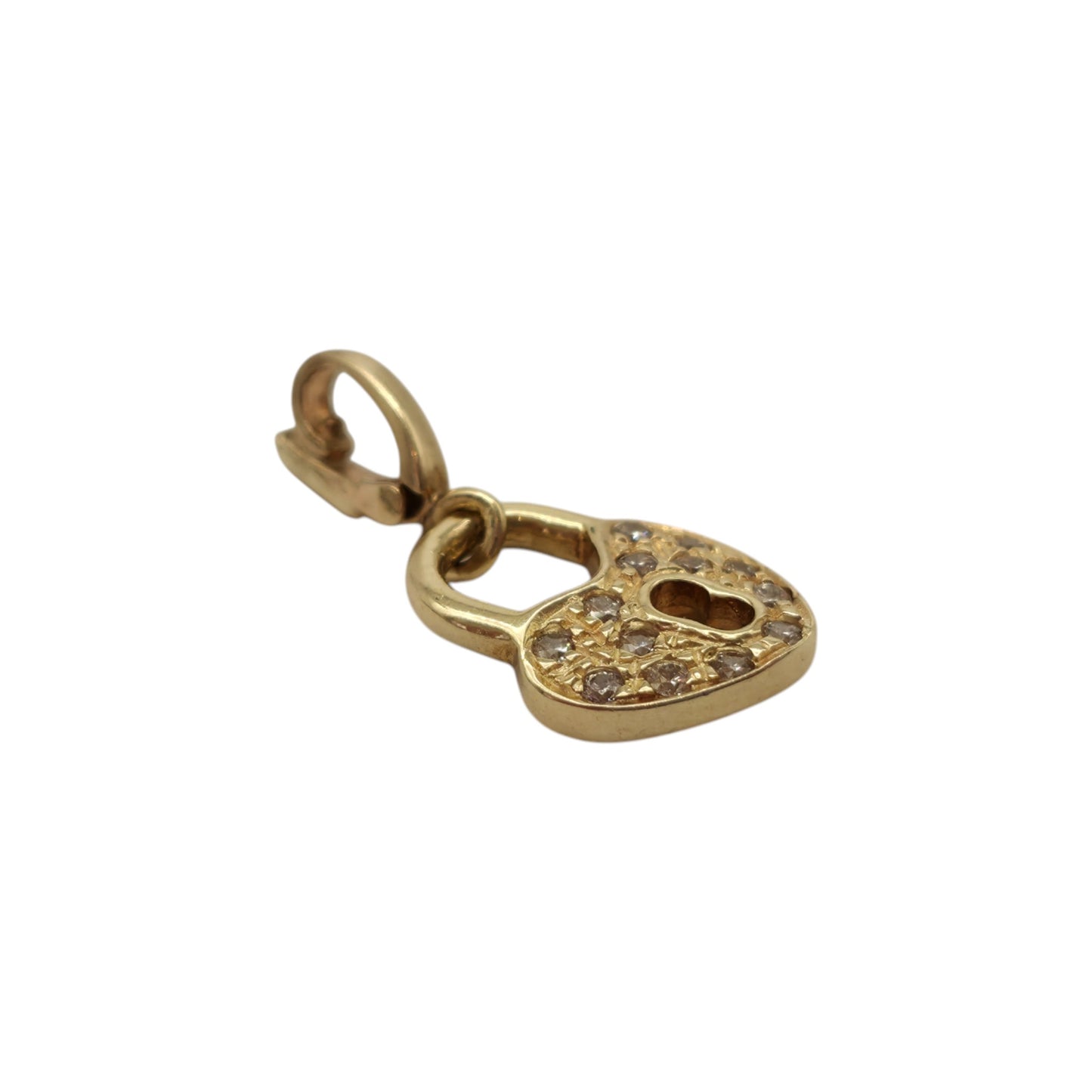 14ct 585 Yellow Gold Heart Shaped Padlock Charm L 1.4 cm 1.6 g.