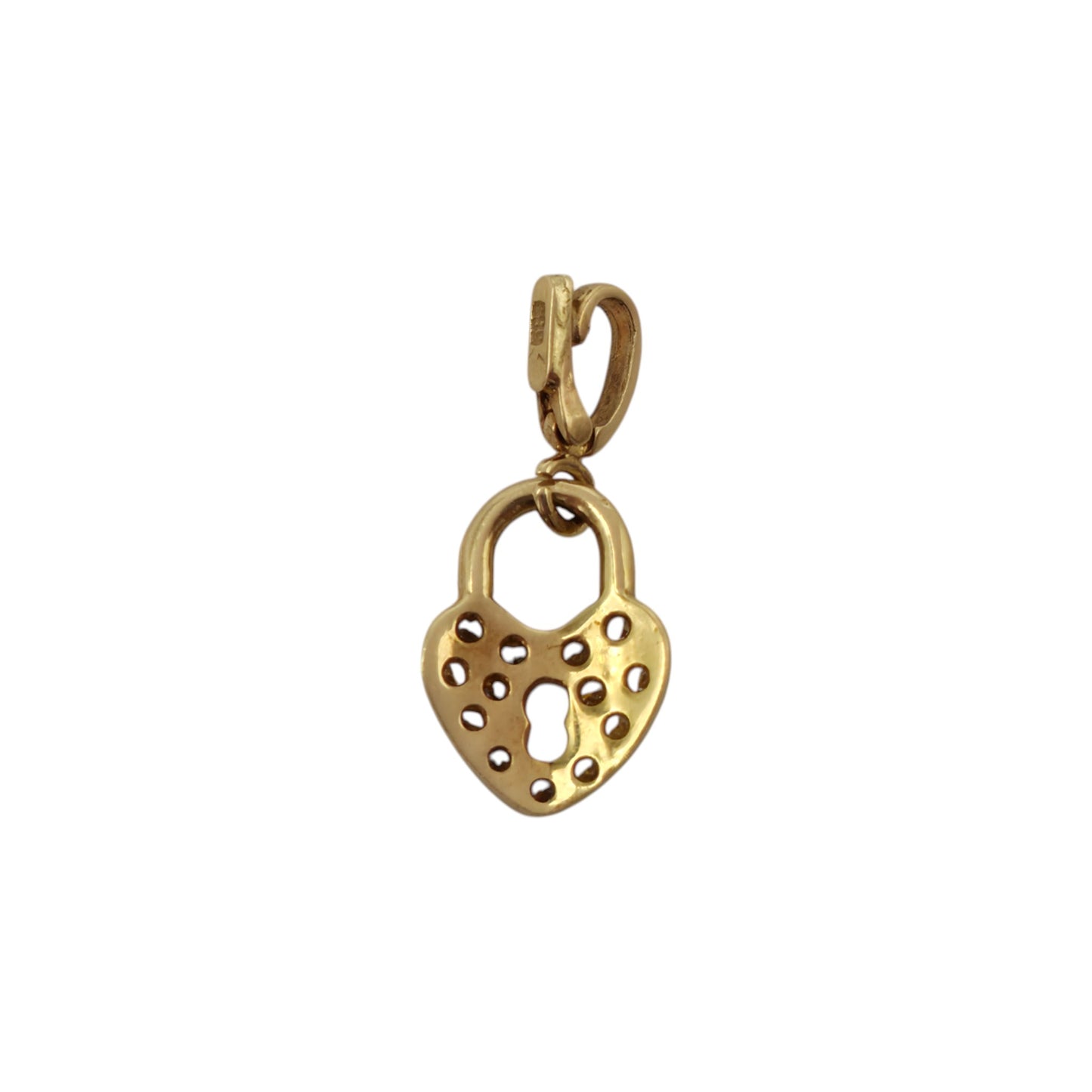 14ct 585 Yellow Gold Heart Shaped Padlock Charm L 1.4 cm 1.6 g.
