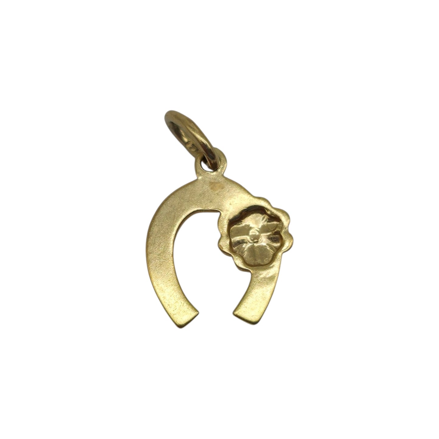 10ct Yellow Gold Horseshoe With Clover Luck Charm L 0.9 cm 0.4 g.