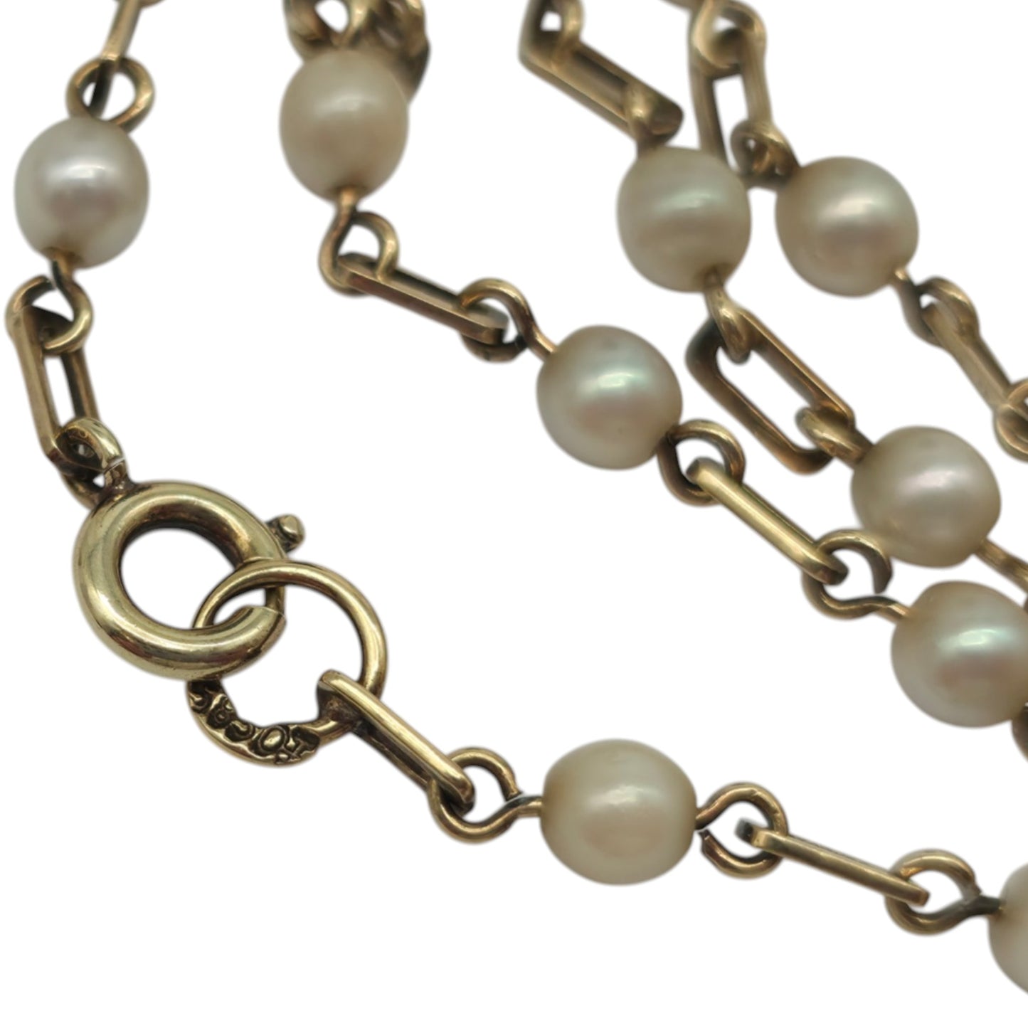 14ct 585 Yellow Gold Pearl Necklace L 41.2 cm 6.4 g.