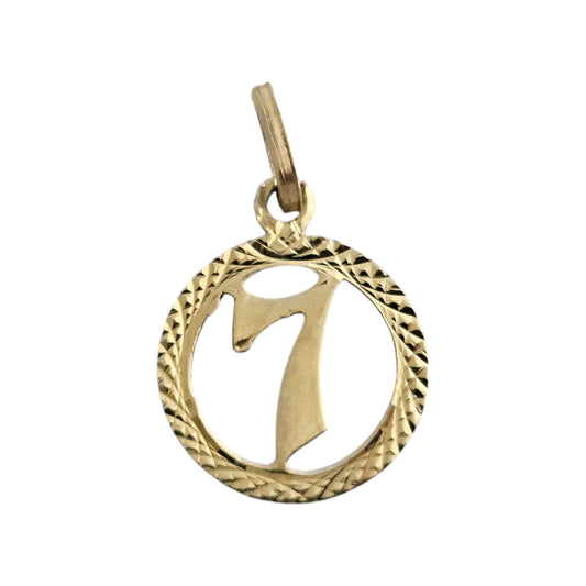 14ct 585 Yellow Gold "7" Lucky Pendant L 1.4 cm 1.0 g.