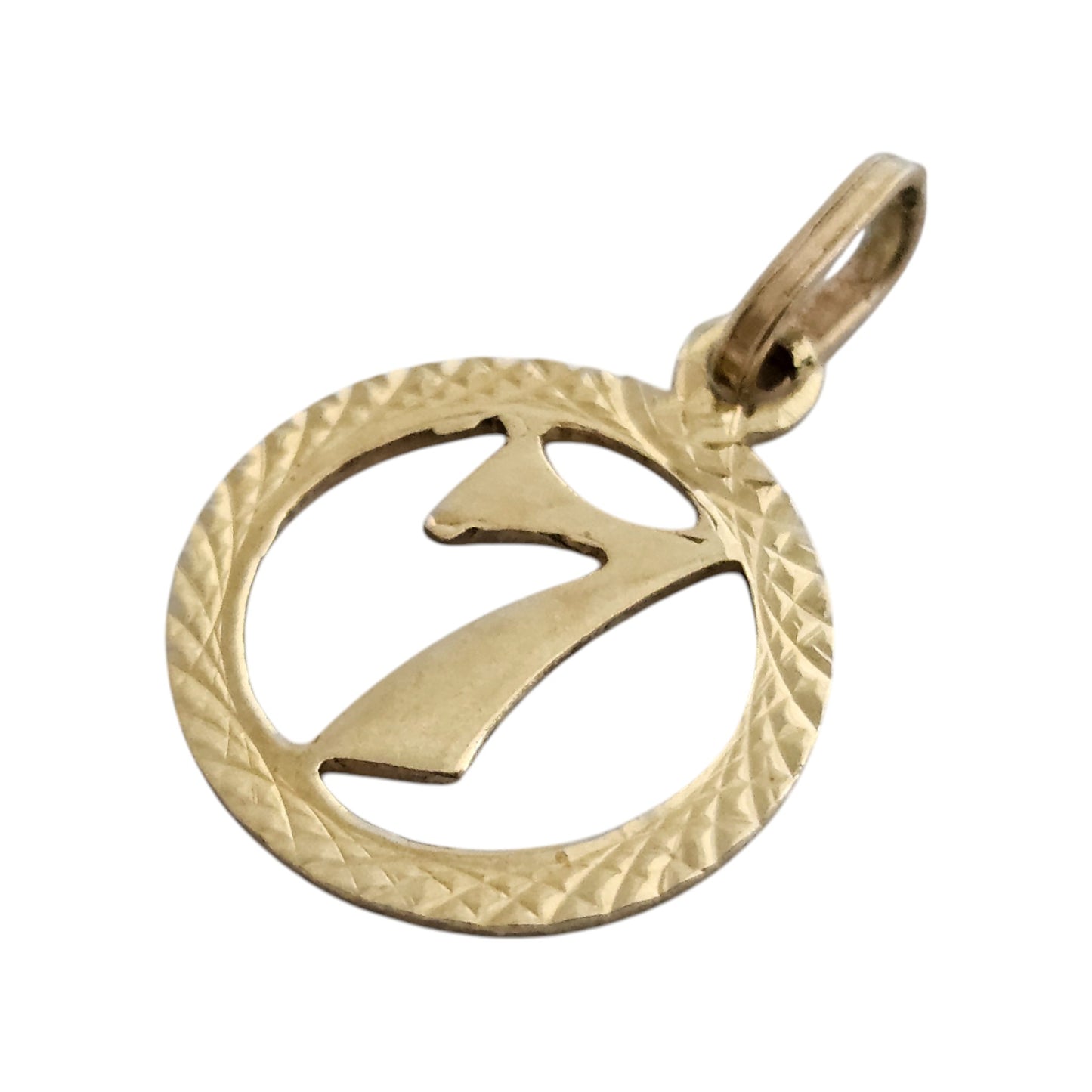 14ct 585 Yellow Gold "7" Lucky Pendant L 1.4 cm 1.0 g.
