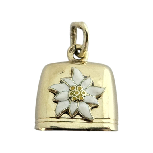 14ct 585 Yellow Gold & Enamel Tinkling Bell Charm L 1.0 cm 1.8 g.