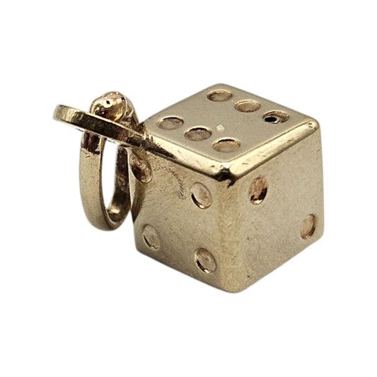14ct yellow gold Dice Lucky Charm.