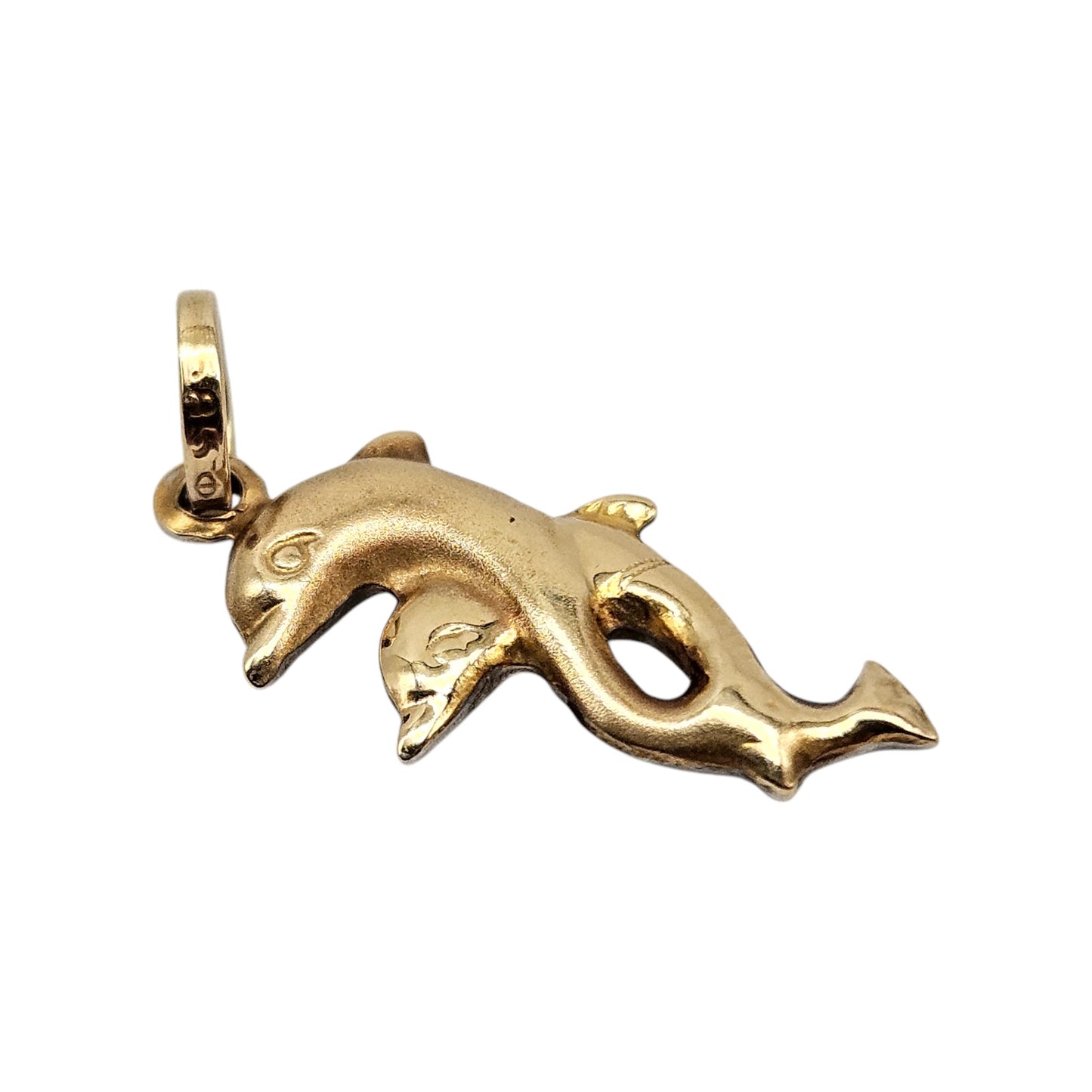 14ct 585 Yellow & White Gold Dolphins Pendant L 1.7 cm 0.7 g.