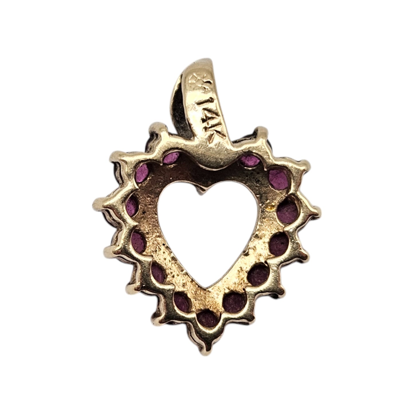 14ct Yellow Gold Heart Pendant With Ruby & Diamonds L 1.5 cm 1.0 g.