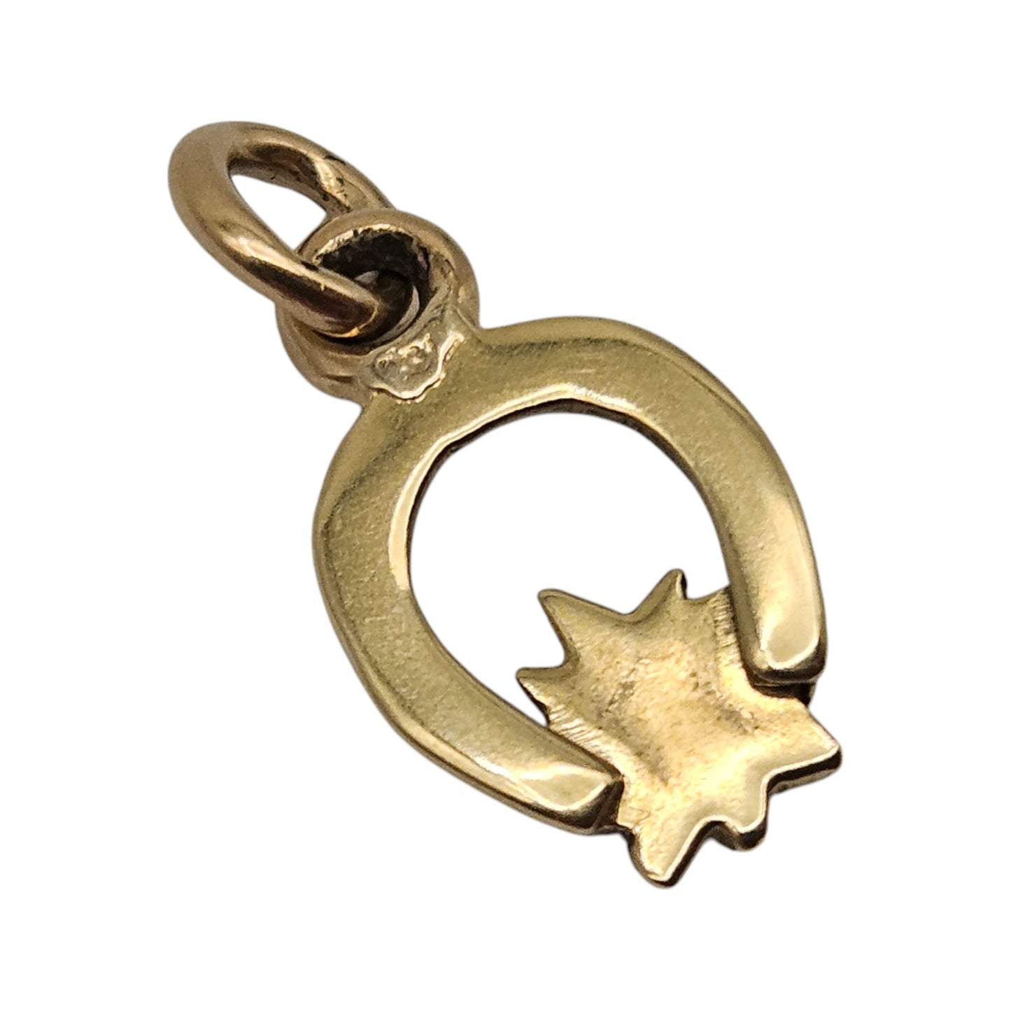 14ct Yellow Gold Horseshoe With Flower Charm L 1.0 cm 0.7 g.