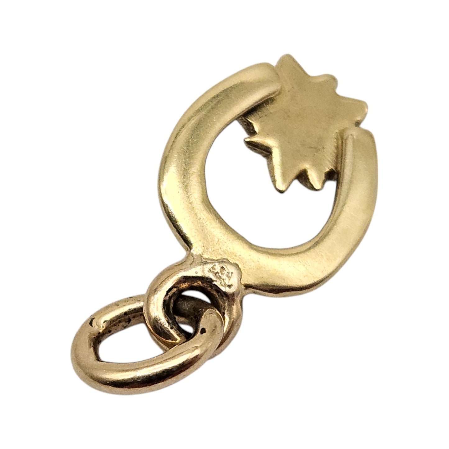 14ct Yellow Gold Horseshoe With Flower Charm L 1.0 cm 0.7 g.