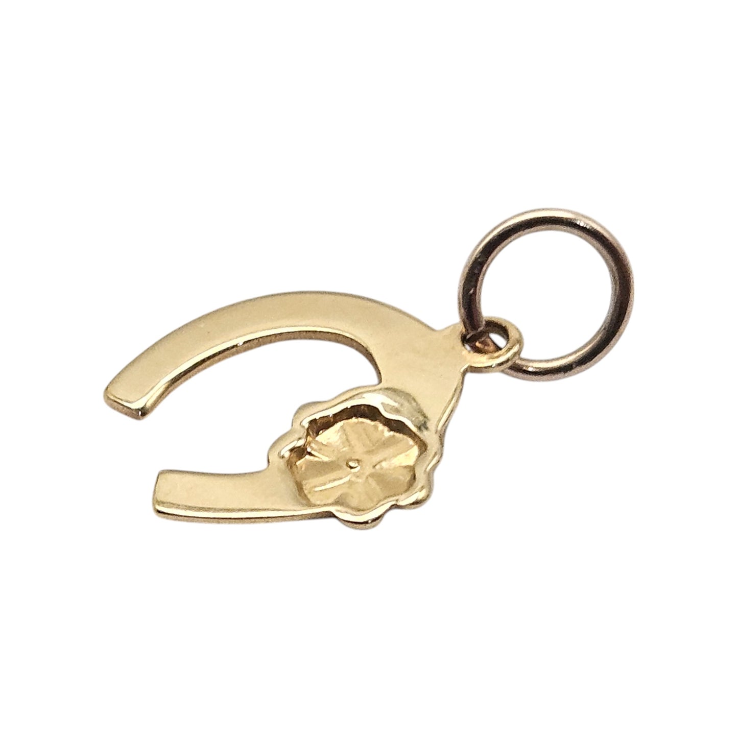 14ct Yellow Gold Horseshoe & Clover Lucky Charm L 1.0 cm 0.3 g.