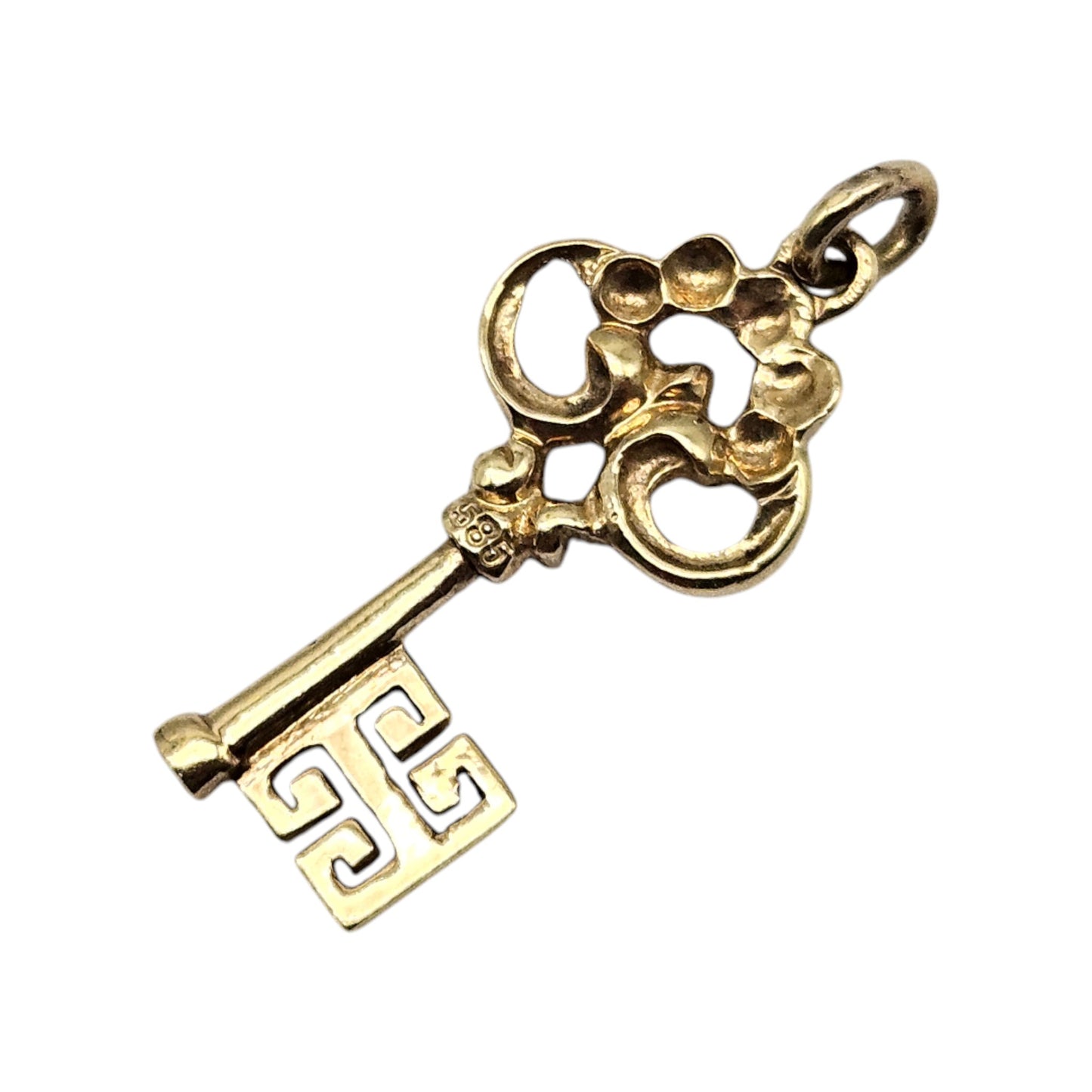 14ct 585 Yellow Gold Fancy Key Charm L 2.2 cm 1.9 g.