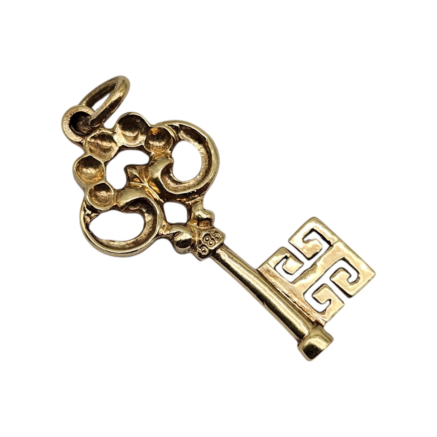 14ct 585 Yellow Gold Fancy Key Charm L 2.2 cm 1.9 g.