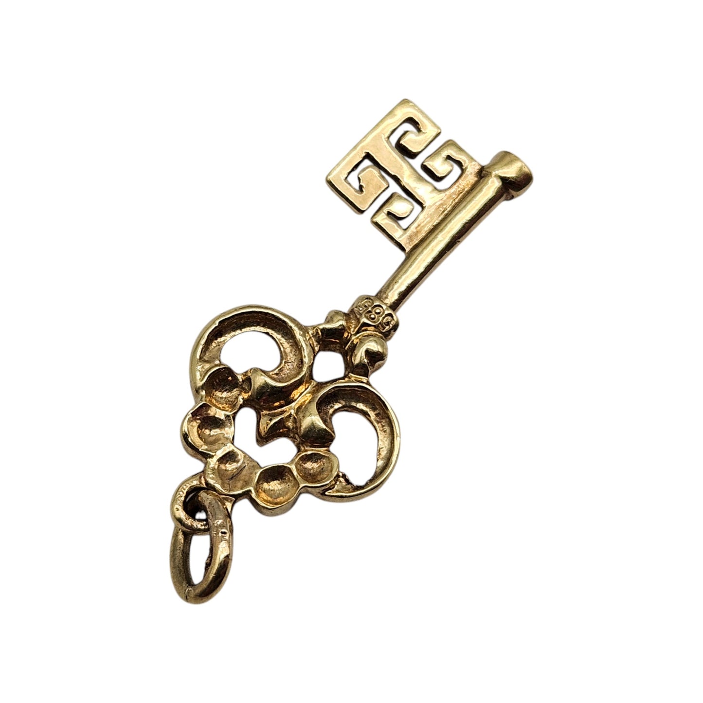 14ct 585 Yellow Gold Fancy Key Charm L 2.2 cm 1.9 g.