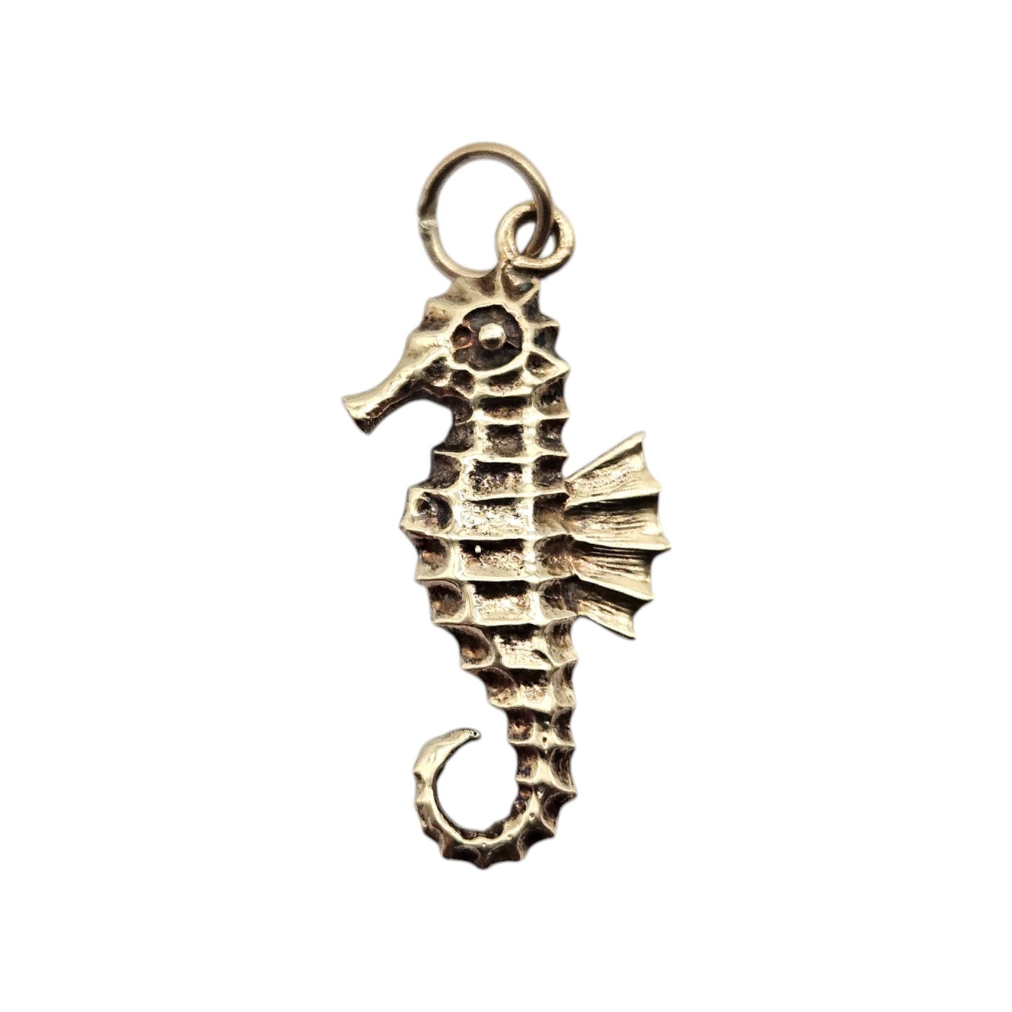 14ct 585 Yellow Gold Seahorse Charm 1973 L 2.1 cm 2.0 g.