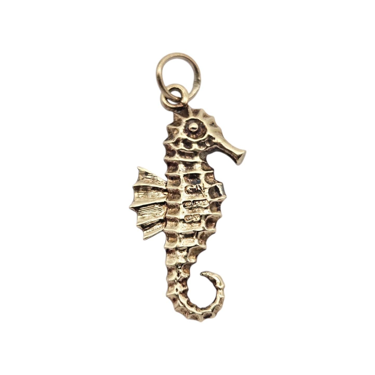 14ct 585 Yellow Gold Seahorse Charm 1973 L 2.1 cm 2.0 g.