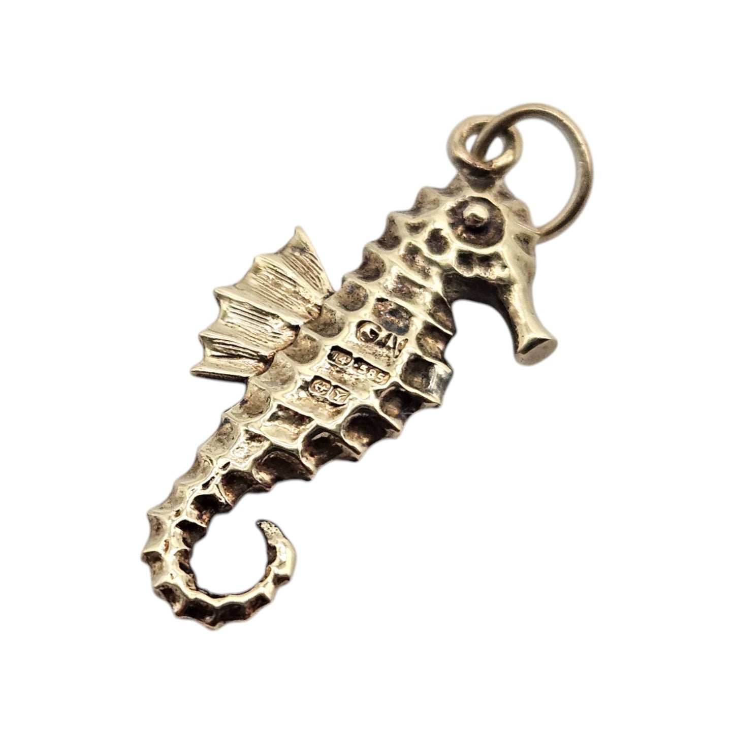 14ct 585 Yellow Gold Seahorse Charm 1973 L 2.1 cm 2.0 g.