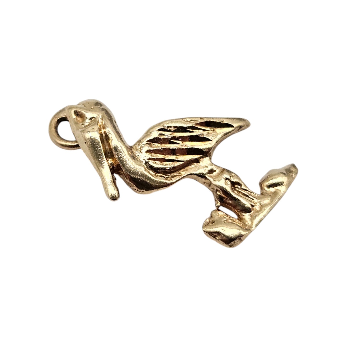 14ct Yellow Gold Stork Charm L 1.9 cm 1.3 g.