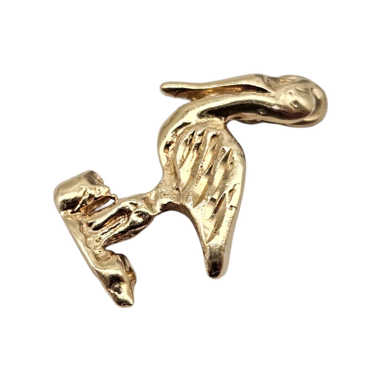 14ct Yellow Gold Stork Charm L 1.9 cm 1.3 g.