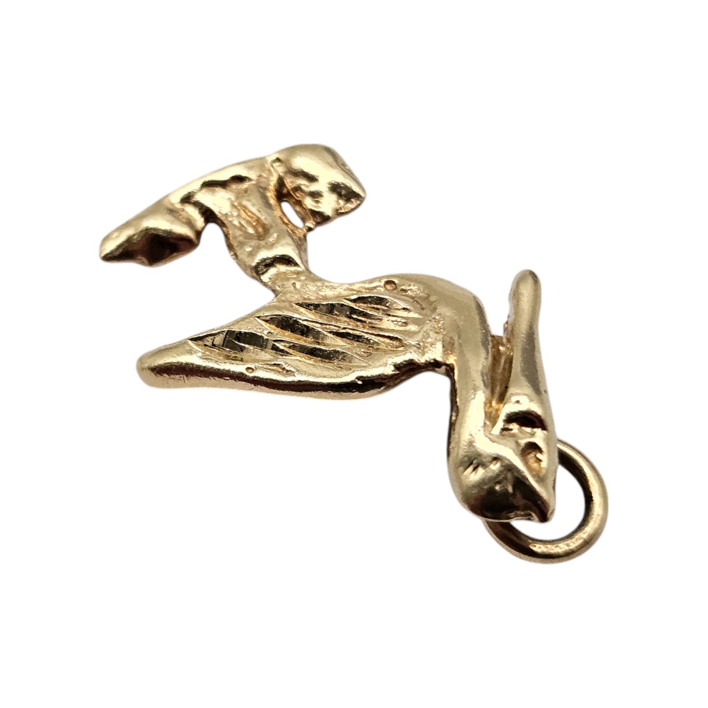 14ct Yellow Gold Stork Charm L 1.9 cm 1.3 g.